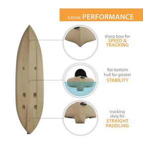 Tamarack Angler Kayak De Pesca De 10 Ft Para Sentarse En La Parte Superior Con Pala, Color Canela (90508)