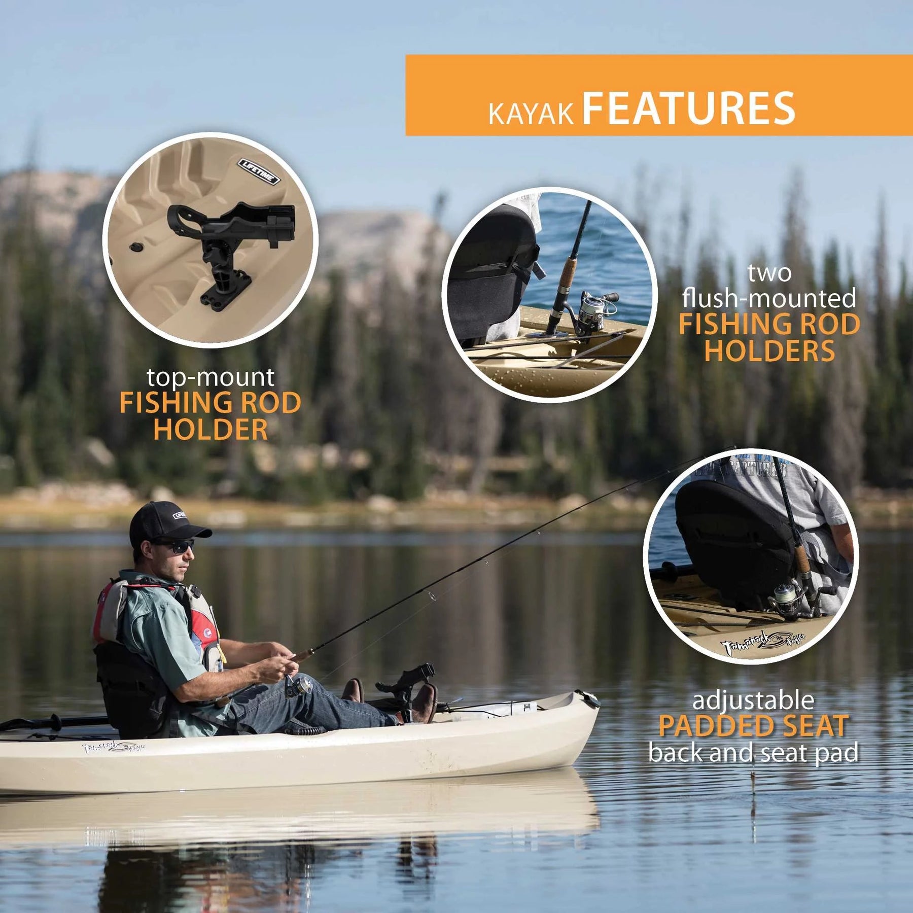 Tamarack Angler Kayak De Pesca De 10 Ft Para Sentarse En La Parte Superior Con Pala, Color Canela (90508)