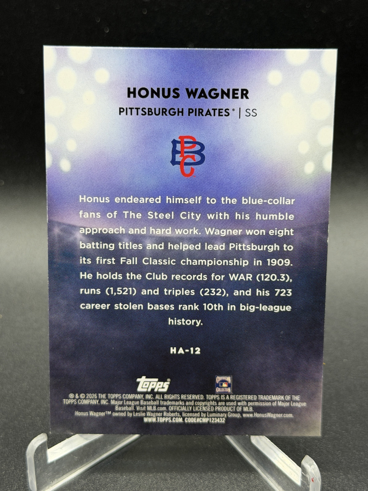 2026 Topps #HA-12 Honus Wagner Home Field Advantage