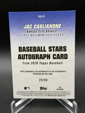 2026 Topps #BSA-JC Jac Caglianone Rookie RC Baseball Stars Auto Green /99