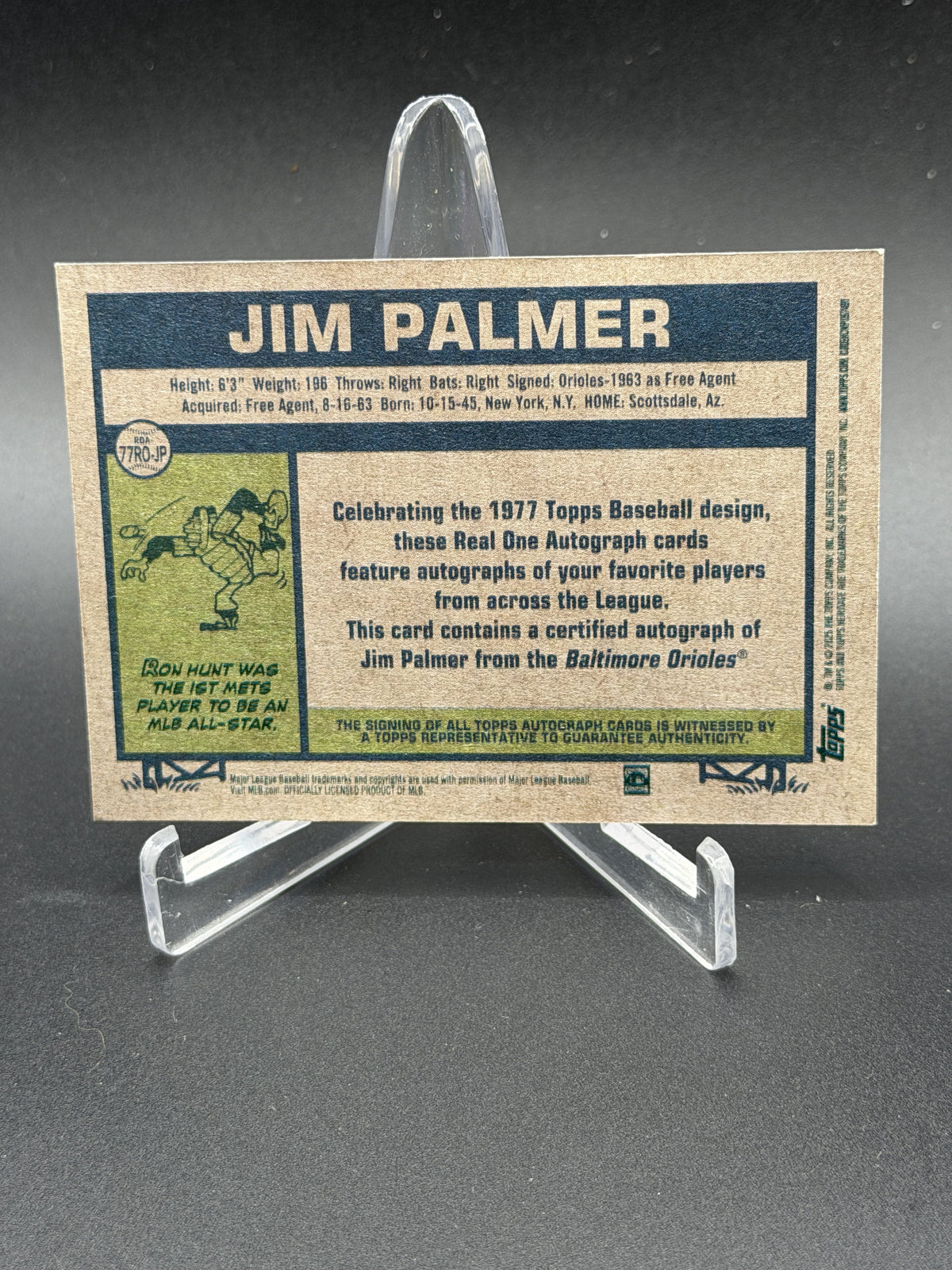 2026 Topps Heritage #77RO-JP Jim Palmer Real One Autographs