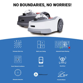 NOVABOT N2000 Robot Lawn Mower Perimeter Wire Free RTK+TOF+Vision Robotic Lawn Mower for 1.50 Acres Cut Height 0.8"-3.5" Adjustable APP Control AI-Assisted Mapping Virtual Boundaries Multi-Zone