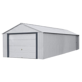 Arrow Shed 12′ x 31′ Murryhill Garage Galvanized Steel Extra Tall Walls Prefabricated Shed Storage Building, 12′ x 31′, Flute Gray