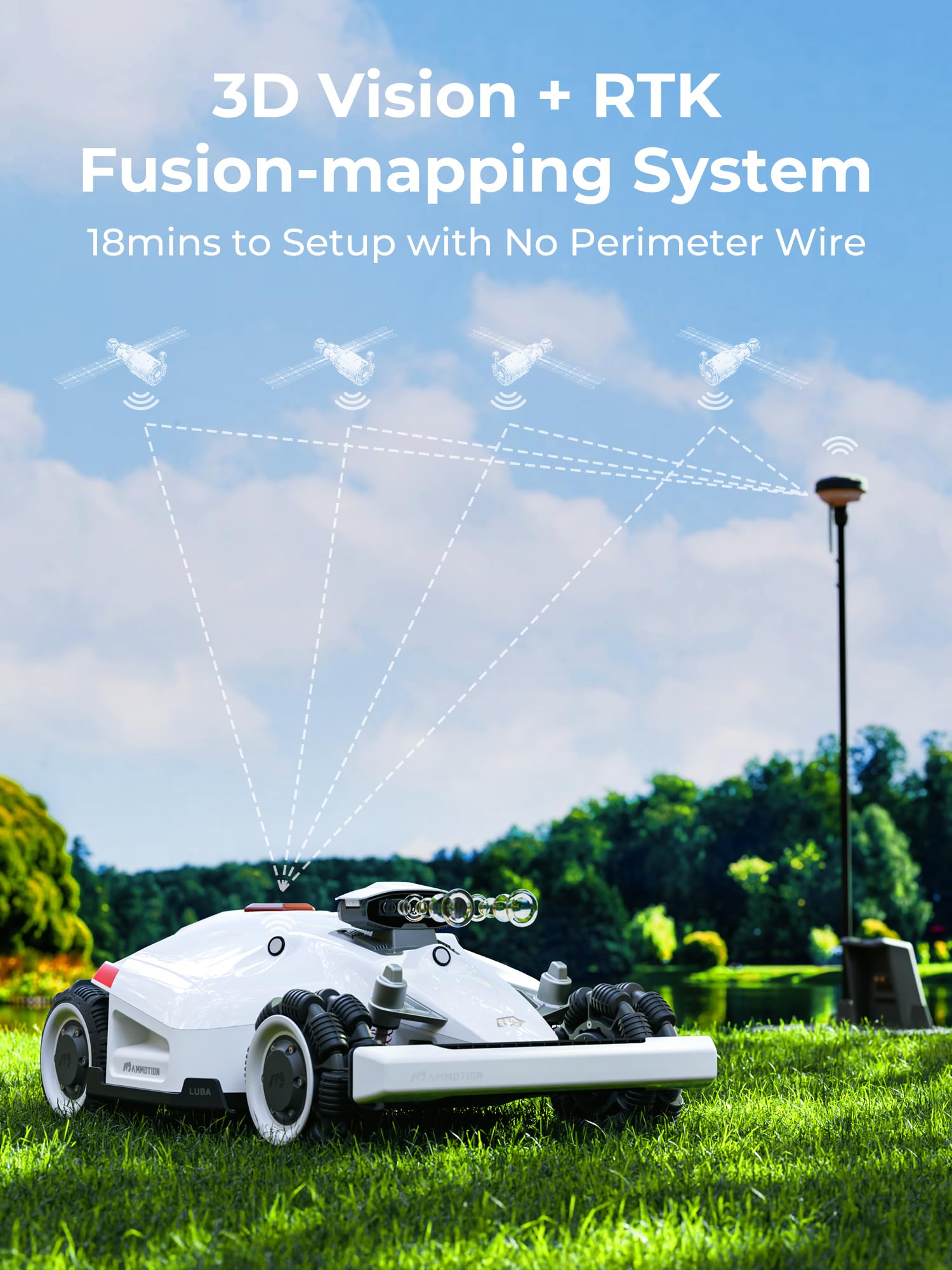 LUBA 2 AWD 10000 Robot Lawn Mower, Perimeter Wire Free Robotic Lawnmower for 2.5 Acres Lawn 80% Slope, Cut Height 1.0"-2.7", APP Control, Compatible with Alexa, All-Wheel Drive, Multi-Zone Management