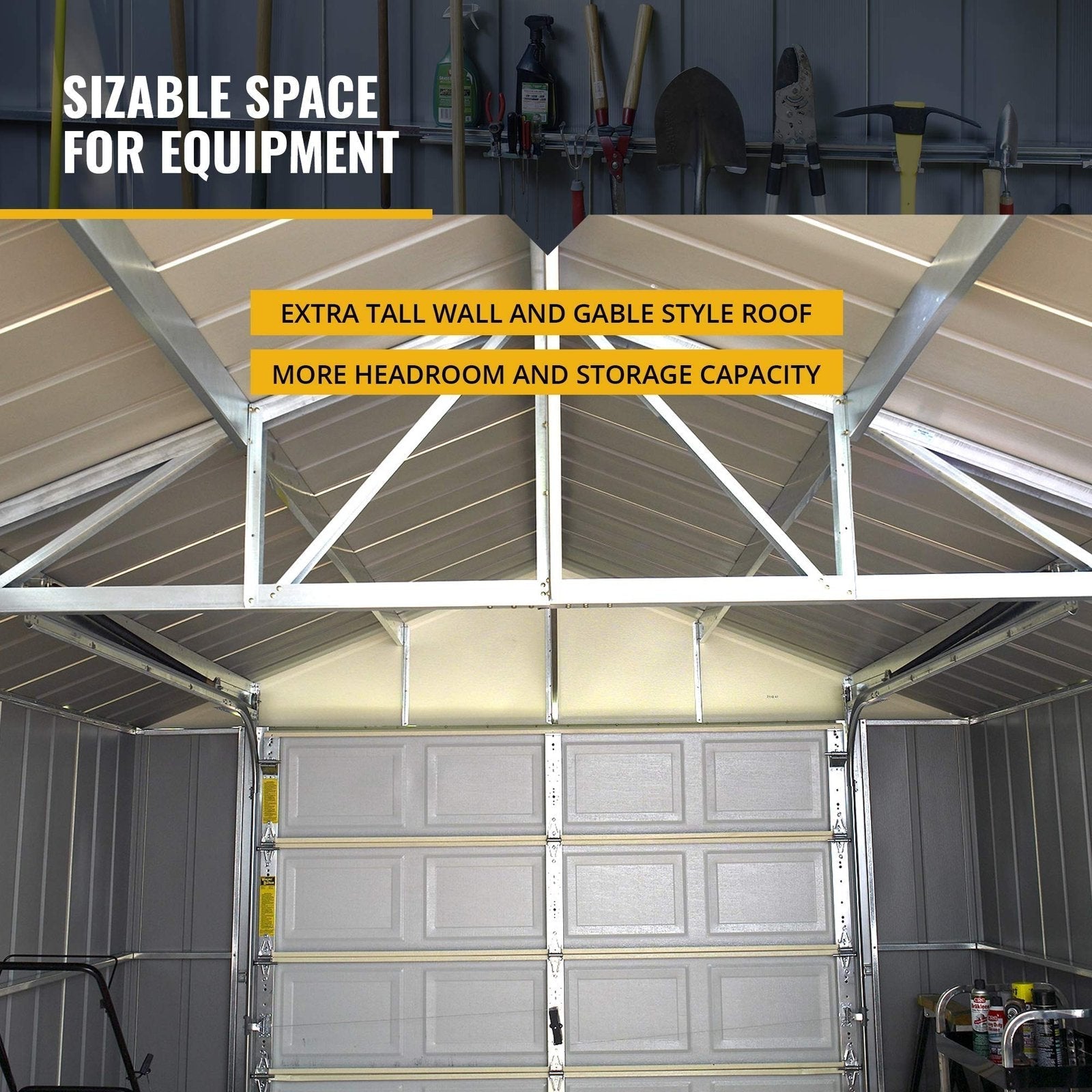 Arrow Shed 12′ x 31′ Murryhill Garage Galvanized Steel Extra Tall Walls Prefabricated Shed Storage Building, 12′ x 31′, Flute Gray