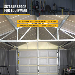 Arrow Shed 12′ x 31′ Murryhill Garage Galvanized Steel Extra Tall Walls Prefabricated Shed Storage Building, 12′ x 31′, Flute Gray