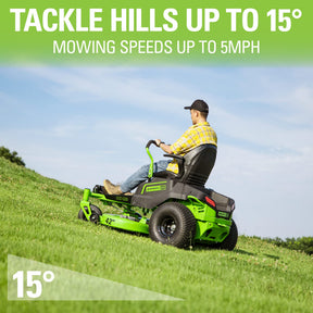 Greenworks PRO 80V 42” Electric Zero Turn Lawn Mower, Includes (6) 5.0Ah Batteries and (3) Dual Port Turbo Chargers