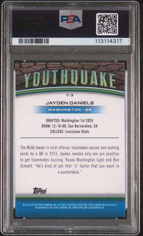 2024 Topps Chrome Football - Jayden Daniels #Y3 - Youthquake Insert - Lazer Refractor - PSA 10
