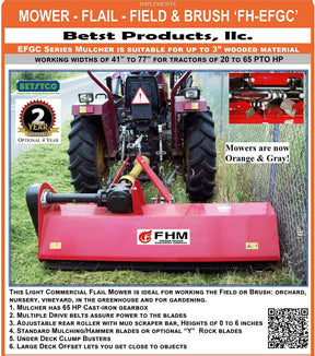 Farmer Helper 60" Heavy Duty Flail Mower Cat.I 3pt 25+HP Rating (FH-EFGC155) Requires a Tractor. Not a standalone Unit.