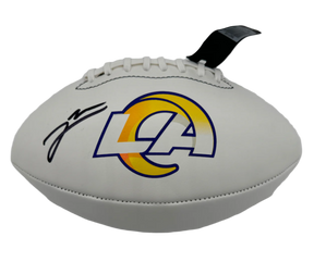 Jared Verse Autographed Rams NFL Authentic Logo Football (Beckett) With Acrylic Case