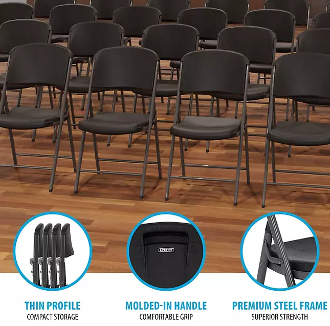Lifetime Commercial Grade Contoured Folding Chair, Assorted Colors (4 Pack)