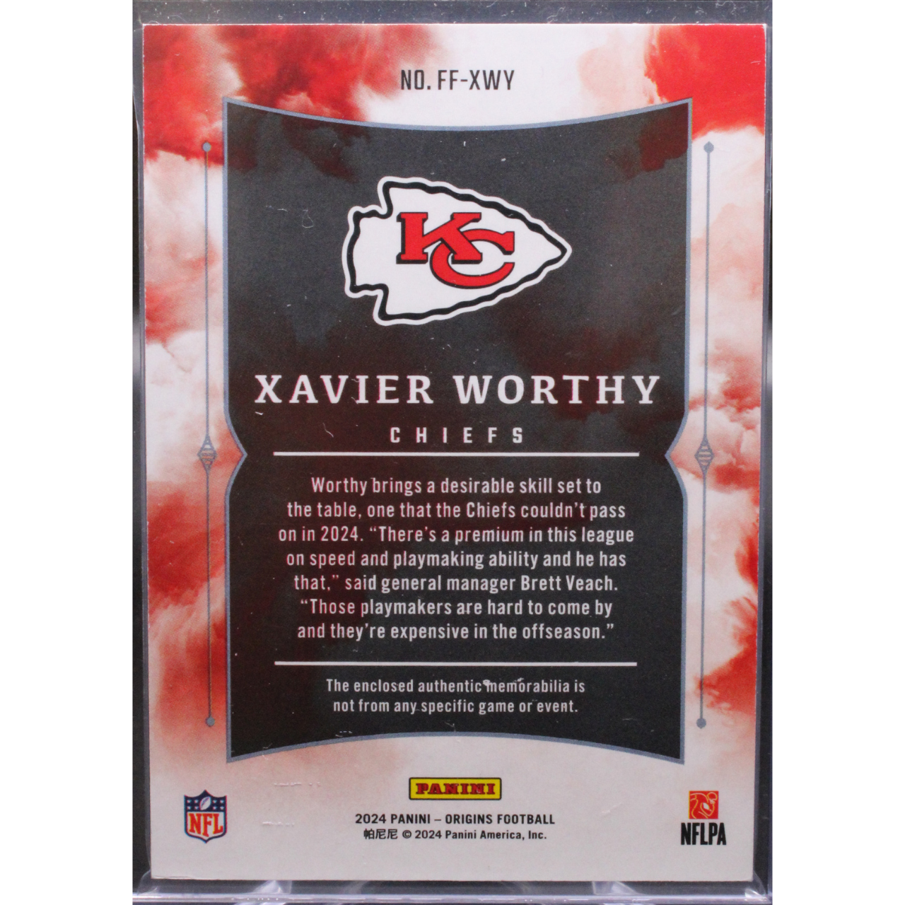2024 Panini Origins Football - Xavier Worthy FF-XWY -  Future Fabrics /75