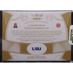2021 Panini Flawless Collegiate - Ja'Marr Chase Terrace Marshall JR. FDS-LSU - Flawless Dual Signatures /25