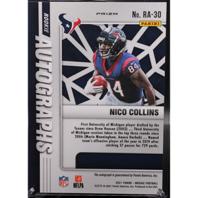 2021 Panini Mosaic Football - Nico Collins RA-30 - Rookie Autographs Mosaic