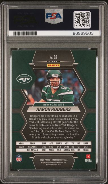 2023 Panini Mosaic - Aaron Rodgers 82 - Genesis  - PSA 8