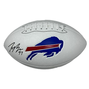 Joey Bosa Autographed White Logo Football With Acrylic Case