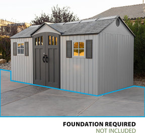 Outdoor Storage Shed, 15 X 8 Foot, Gray