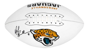 Mark Brunell Signed Jacksonville Jaguars Logo Franklin White Football - Schwartz Authenticated