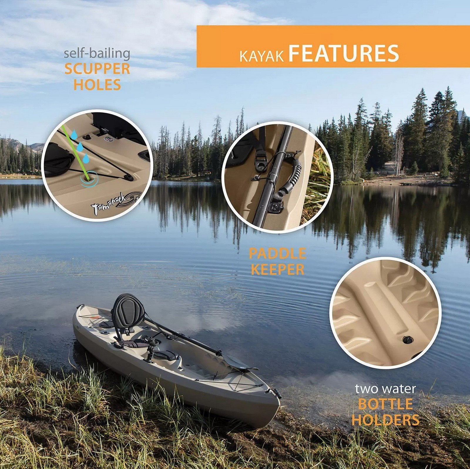 Two 10' Sit On Top Fishing Kayaks Lifetime Tamarack With Paddles