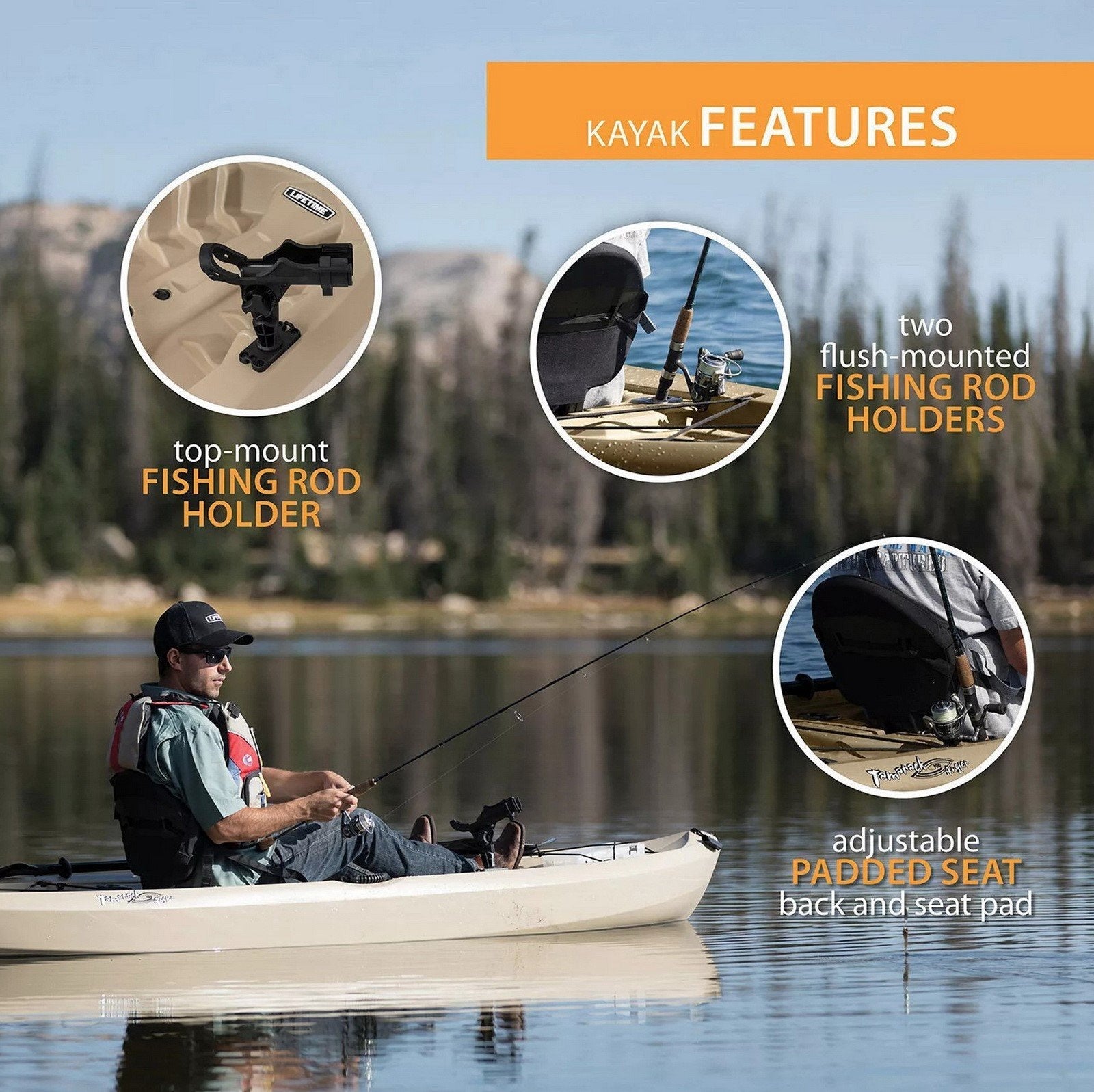 Two 10' Sit On Top Fishing Kayaks Lifetime Tamarack With Paddles