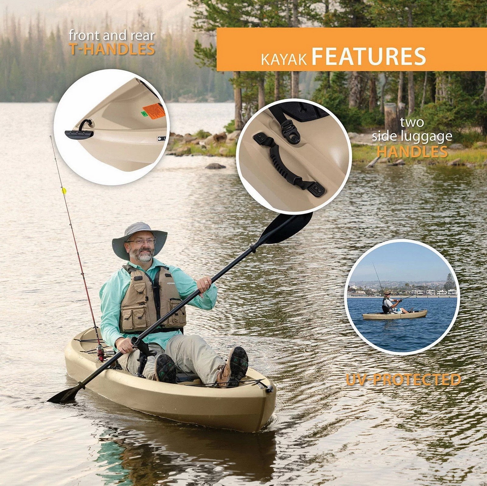 Two 10' Sit On Top Fishing Kayaks Lifetime Tamarack With Paddles