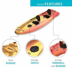 Envoy Tandem 2 Person Kayak Sit On Top Flat Bottom with Paddles 10'-6" Long