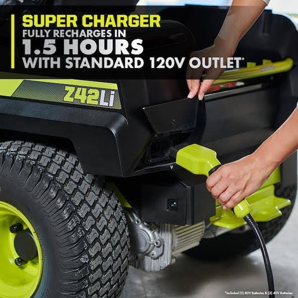 RYOBI 80V HP Brushless 30 in. Battery Electric Cordless Zero Turn Riding Mower with 80V 10 Ah Batteries and Charger
